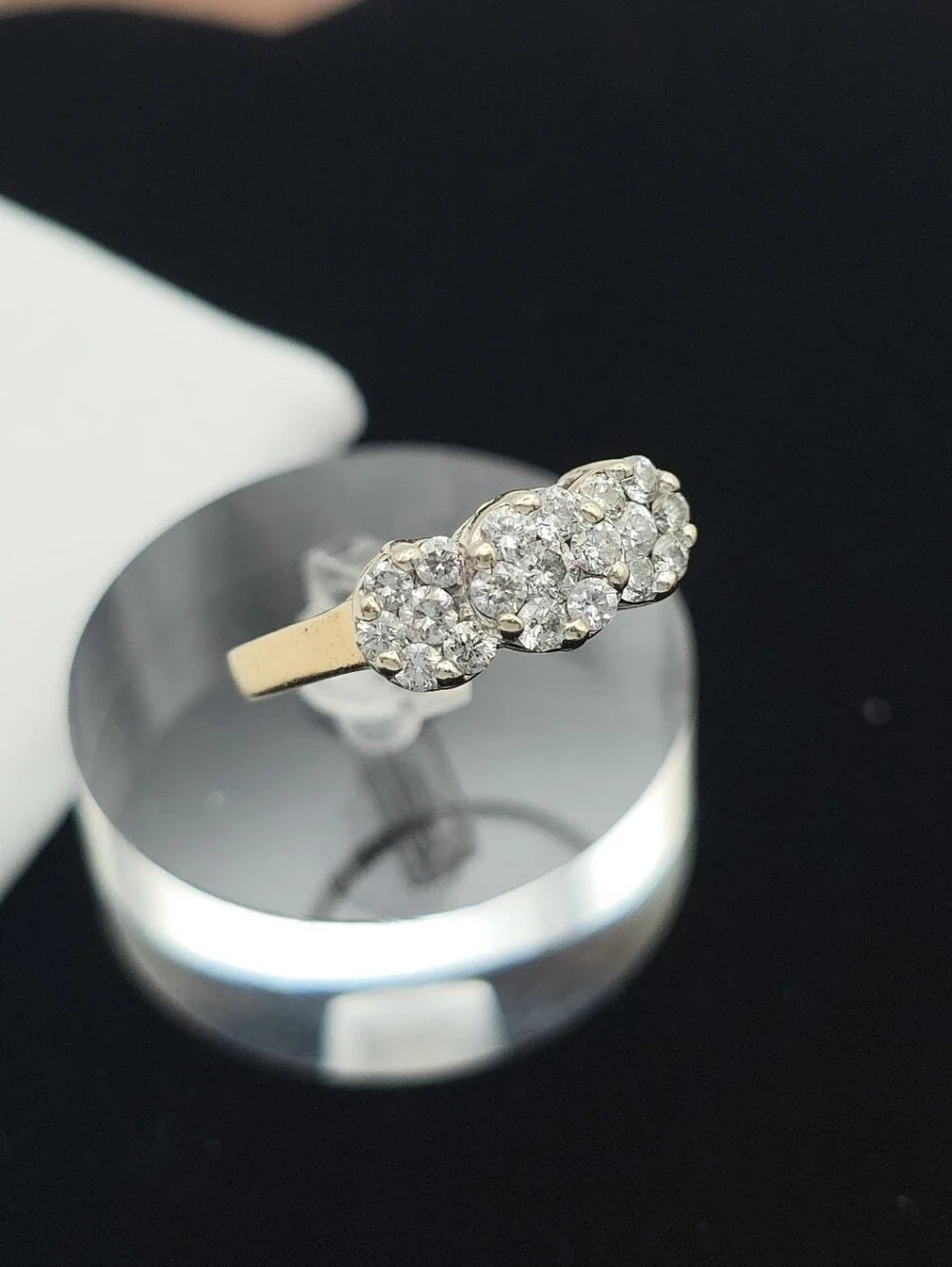 Fine Estate Jewelry Fantasy Diamond Corp 14k Three Stone Cluster Ring 1ctw